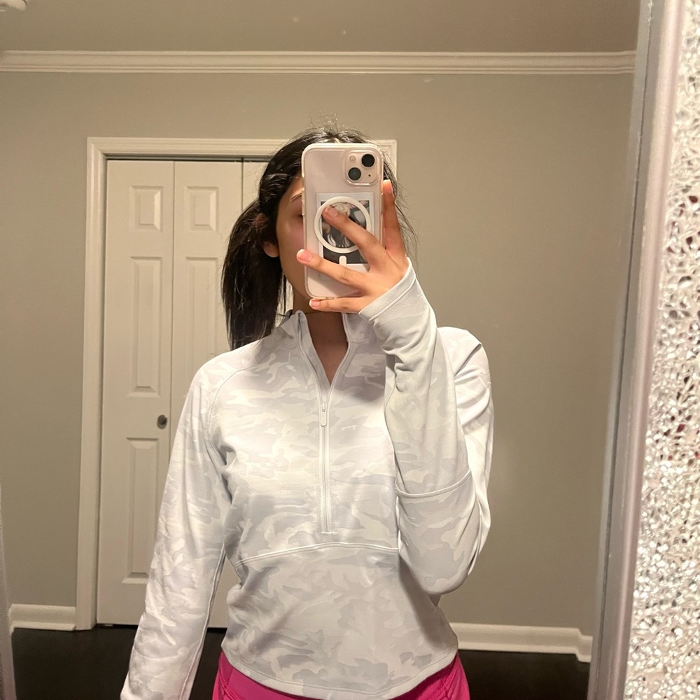 white and grey lululemon quarter zip up!